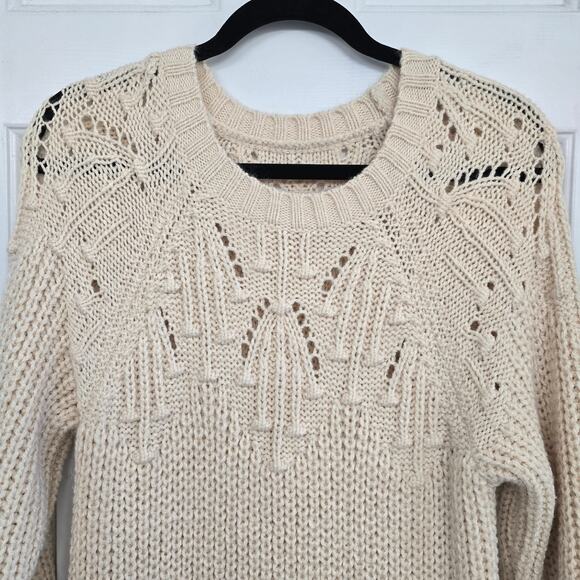 Women's Cream Knit Sweater Dress M Chucky Cozy Soft Minimalist Winter Layering - Picture 2 of 11